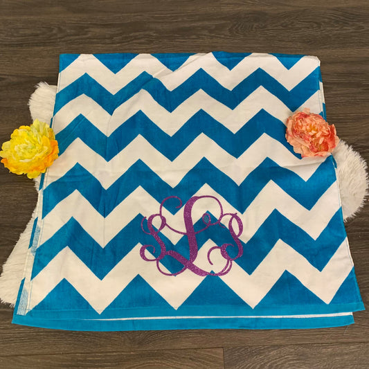 Monogram Beach Towel Chevron Print