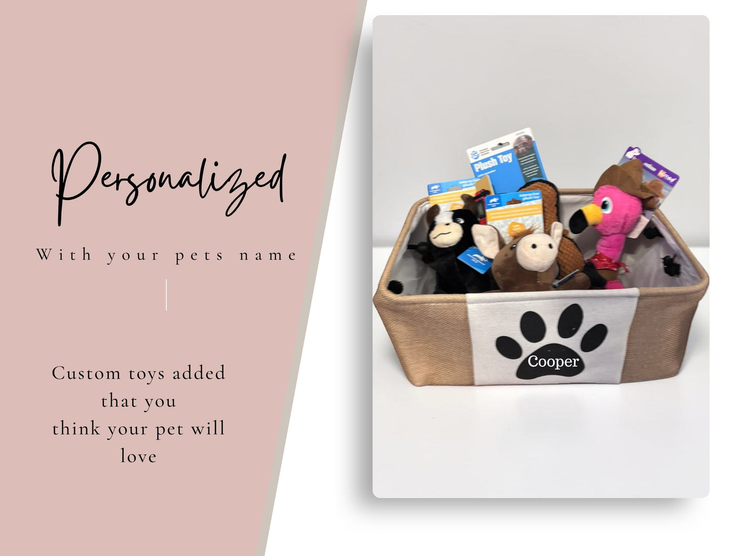 Personalized Dog Toy Storage Basket with Name, Custom Pet Gift Basket, Build Your Own Puppy Gift Bin