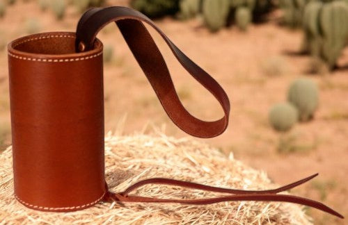 Western Saddle Leather Drink Holder