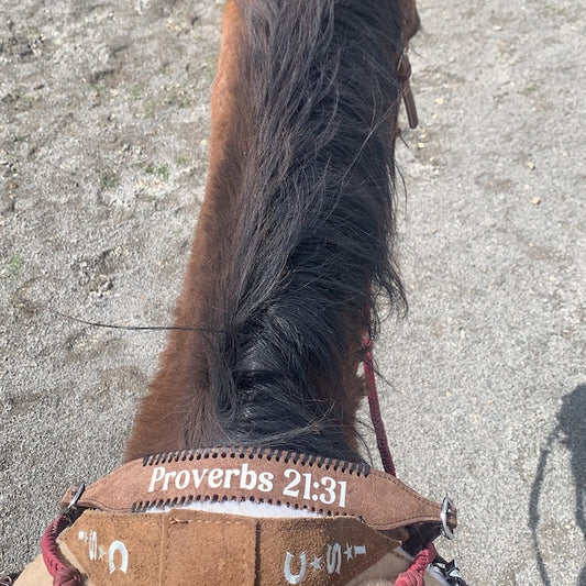 Personalized Rough Out Chocolate wither strap with rawhide lacing