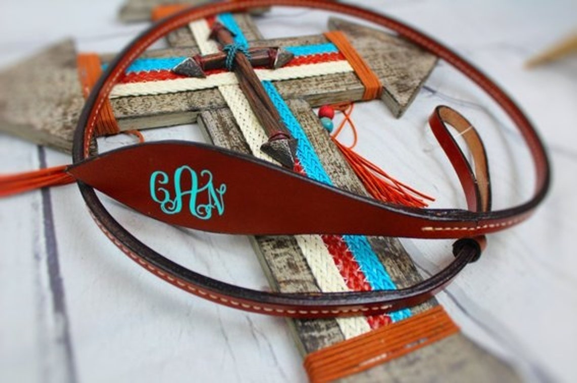 Monogrammed 4ft leather Over & Under whip