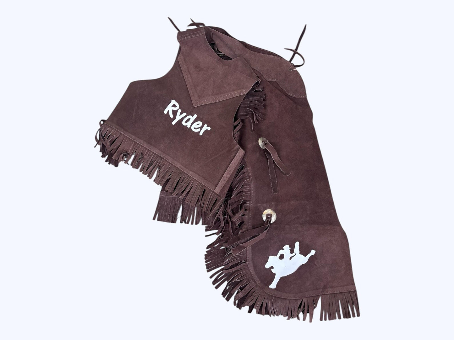 Childrens Cowboy Chaps and Vest Set, Personalized, Bronc Rider