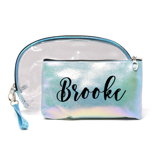 2 Piece Set Personalized Makeup Bag