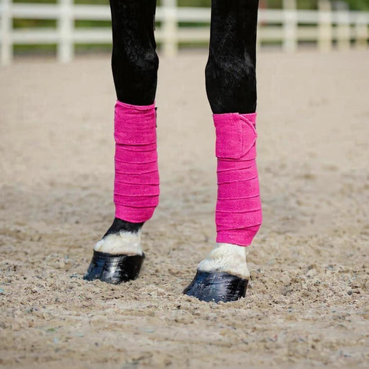 Pony Fleece Polo Wraps – Set of 4 | 3.5" x 72" with Velcro Closure – Pink