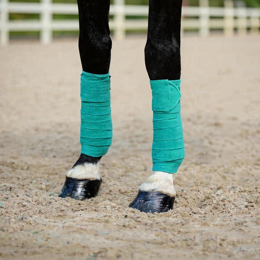 Pony Fleece Polo Wraps – Set of 4 | 3.5" x 72" with Velcro Closure – Mint Teal