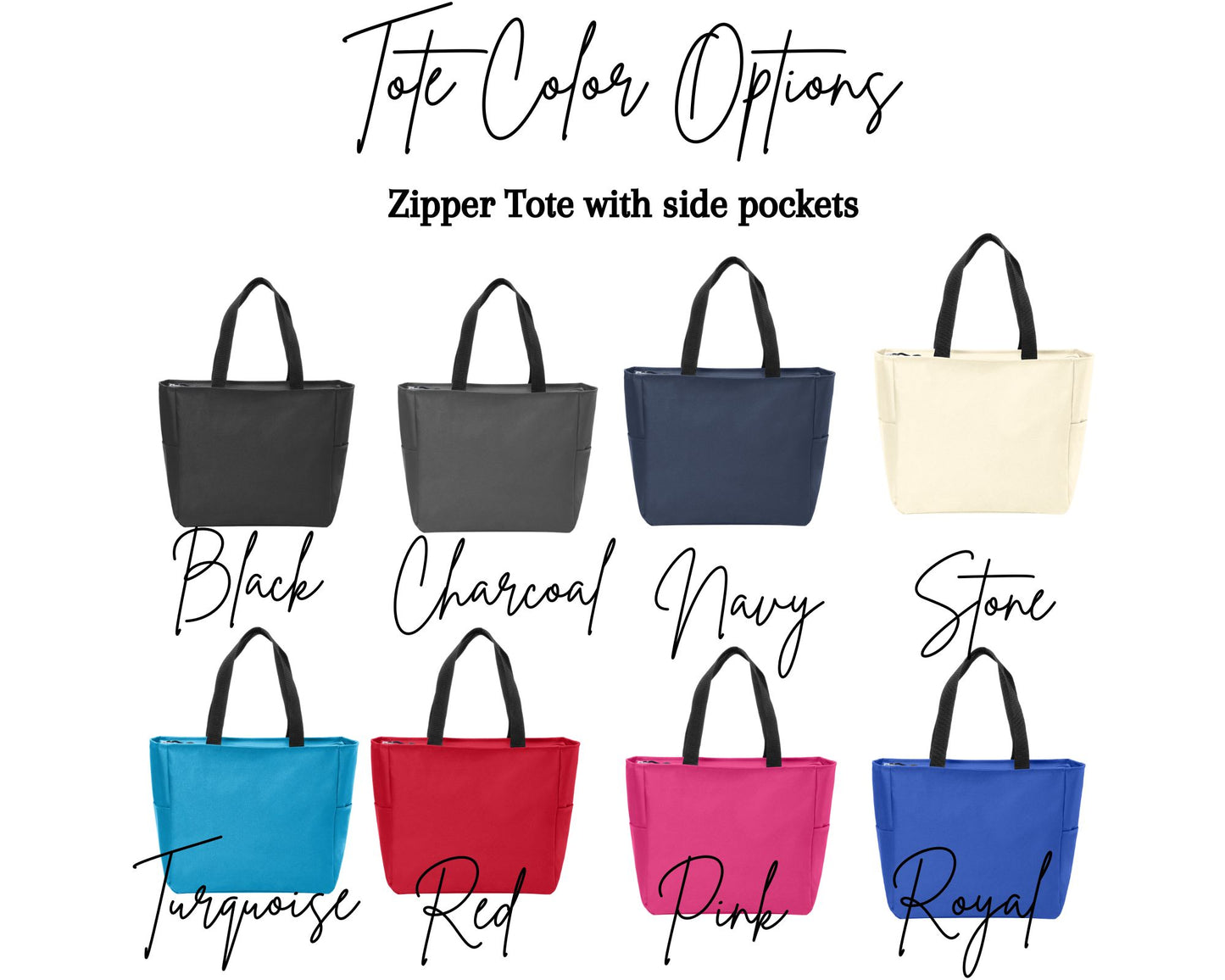 Personalized Zipper Tote Bag -Beautiful Lettering