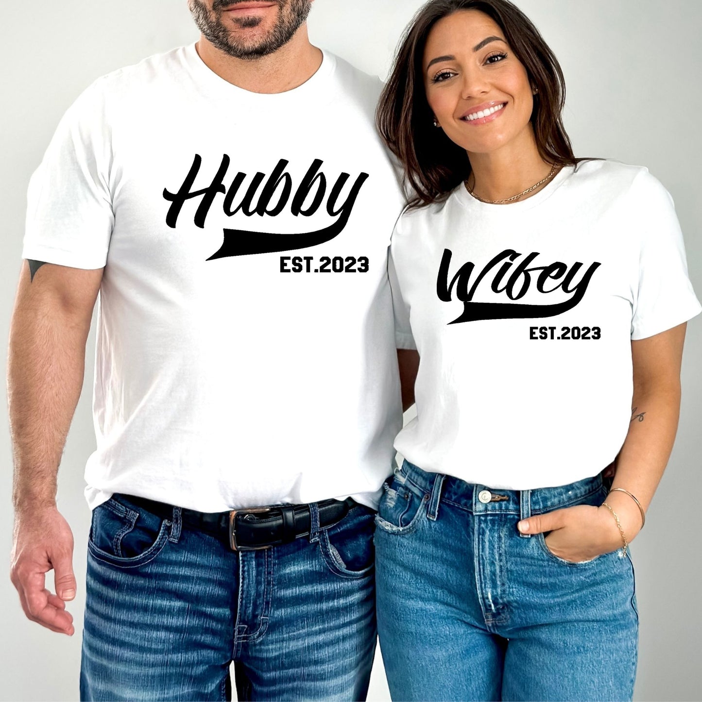 Hubby Wifey Couples Shirts Baseball Themed